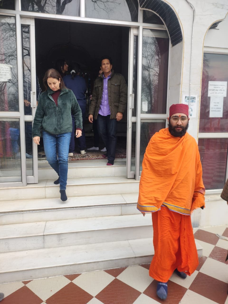 Bharat Ratan Shri Sachin Rammesh Tendular with his wife at Matand Suriya Temple